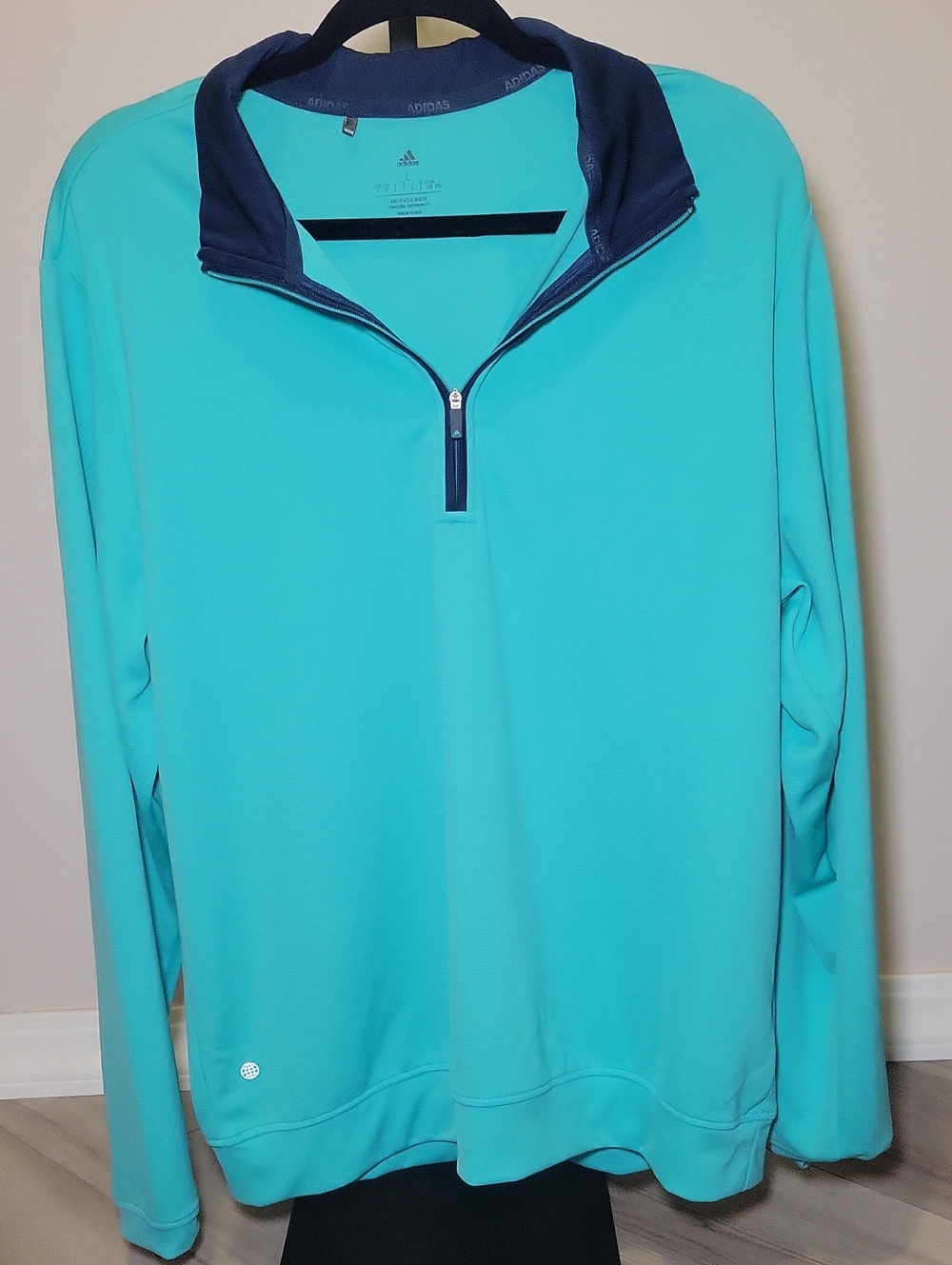 adidas Teal Quarter-Zip Pullover with Navy Collar